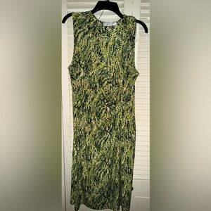 Kasper Green and Black Patterned Dress Sleeveless 14w Like New